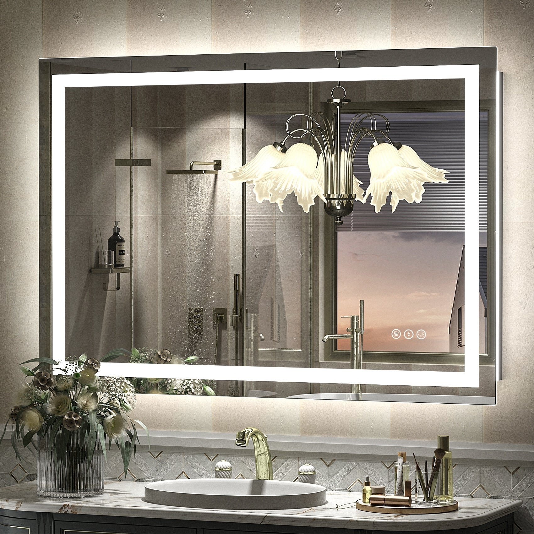 Miroir de salle de bain LED antibuée ultra-lumineux KIOTEE avec rétroéclairage et éclairage frontal Garantie 3 ans