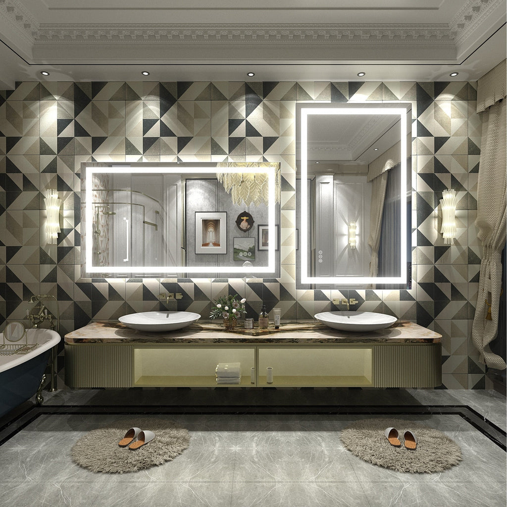 Miroir de salle de bain LED antibuée ultra-lumineux KIOTEE avec rétroéclairage et éclairage frontal Garantie 3 ans