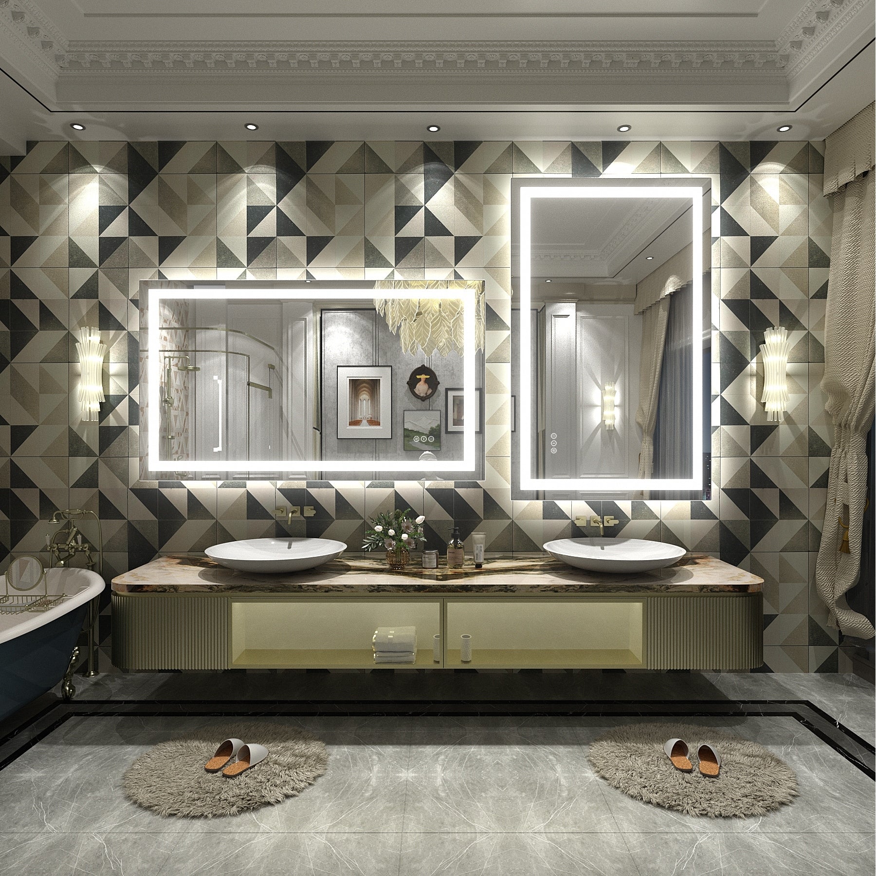 Miroir de salle de bain LED antibuée ultra-lumineux KIOTEE avec rétroéclairage et éclairage frontal Garantie 3 ans