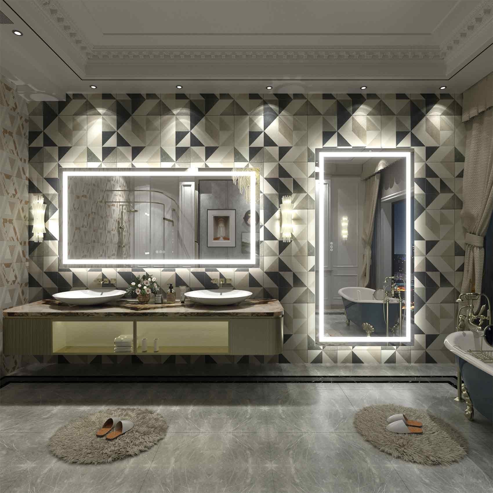 Miroir de salle de bain LED antibuée ultra-lumineux KIOTEE avec rétroéclairage et éclairage frontal Garantie 3 ans