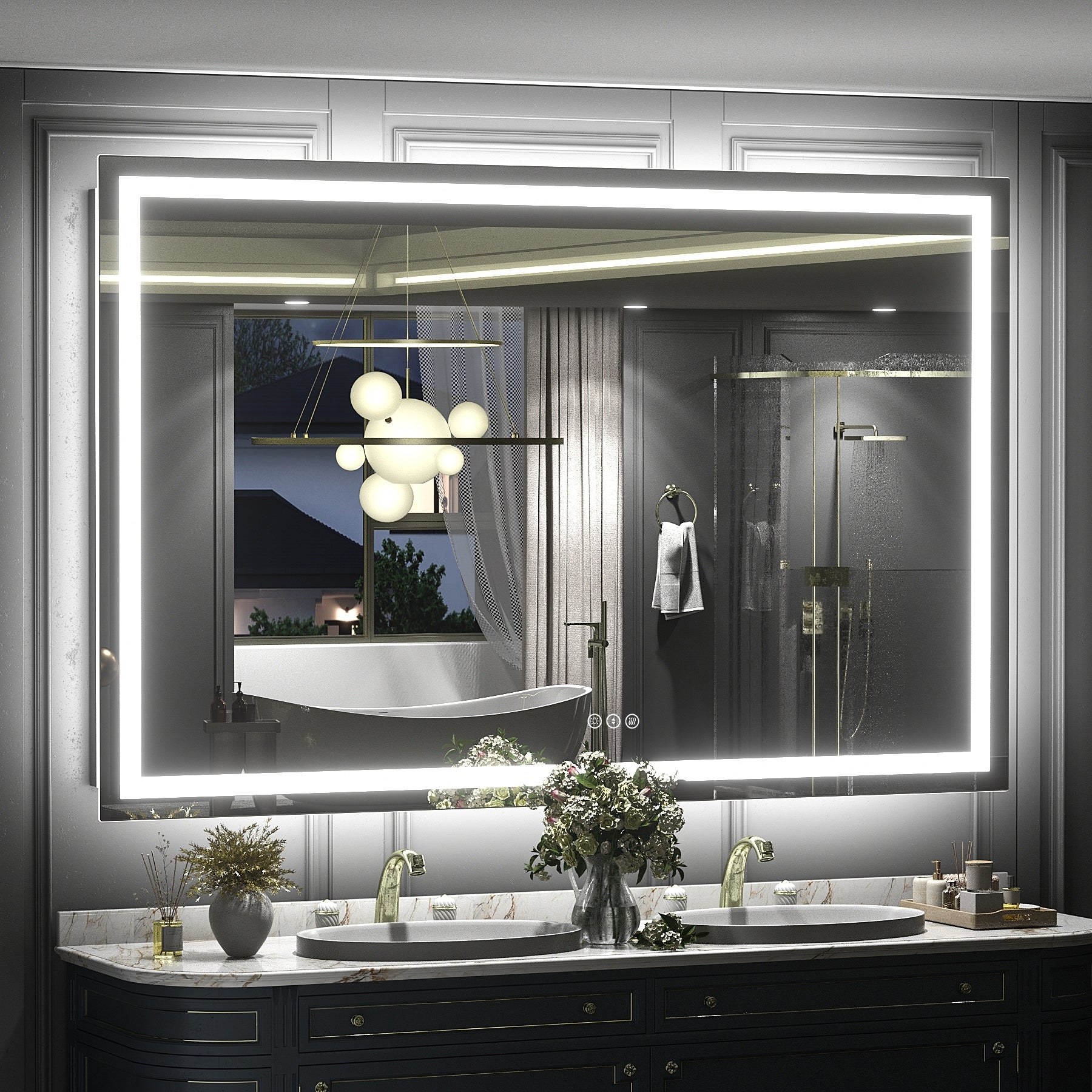 Miroir de salle de bain LED antibuée ultra-lumineux KIOTEE avec rétroéclairage et éclairage frontal Garantie 3 ans