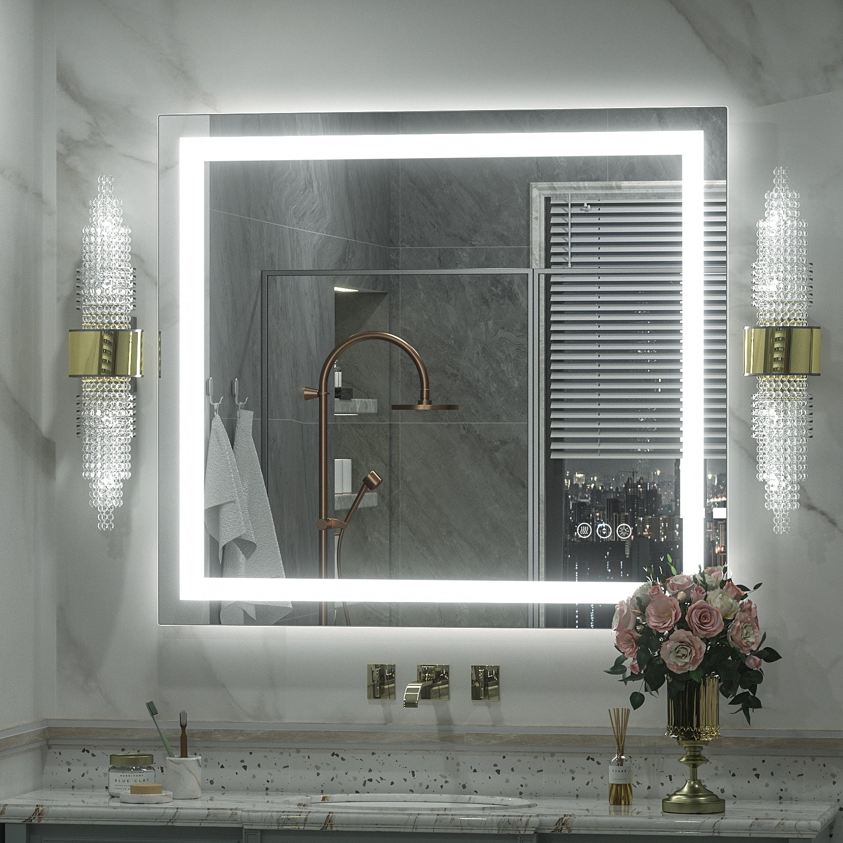 Miroir de salle de bain LED antibuée ultra-lumineux KIOTEE avec rétroéclairage et éclairage frontal Garantie 3 ans