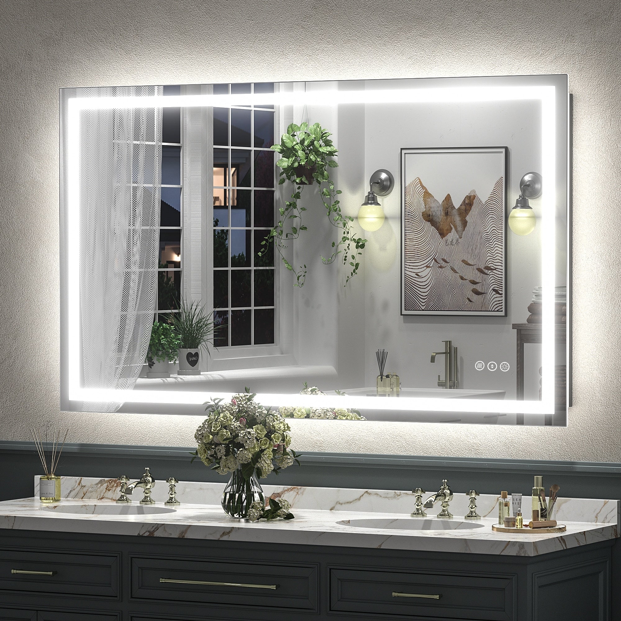 Miroir de salle de bain LED antibuée ultra-lumineux KIOTEE avec rétroéclairage et éclairage frontal Garantie 3 ans