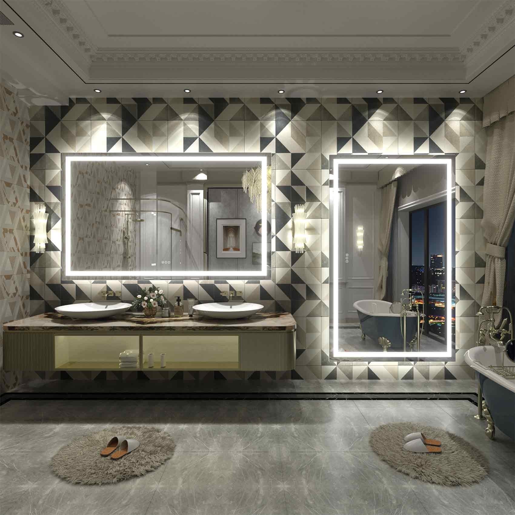 Miroir de salle de bain LED antibuée ultra-lumineux KIOTEE avec rétroéclairage et éclairage frontal Garantie 3 ans