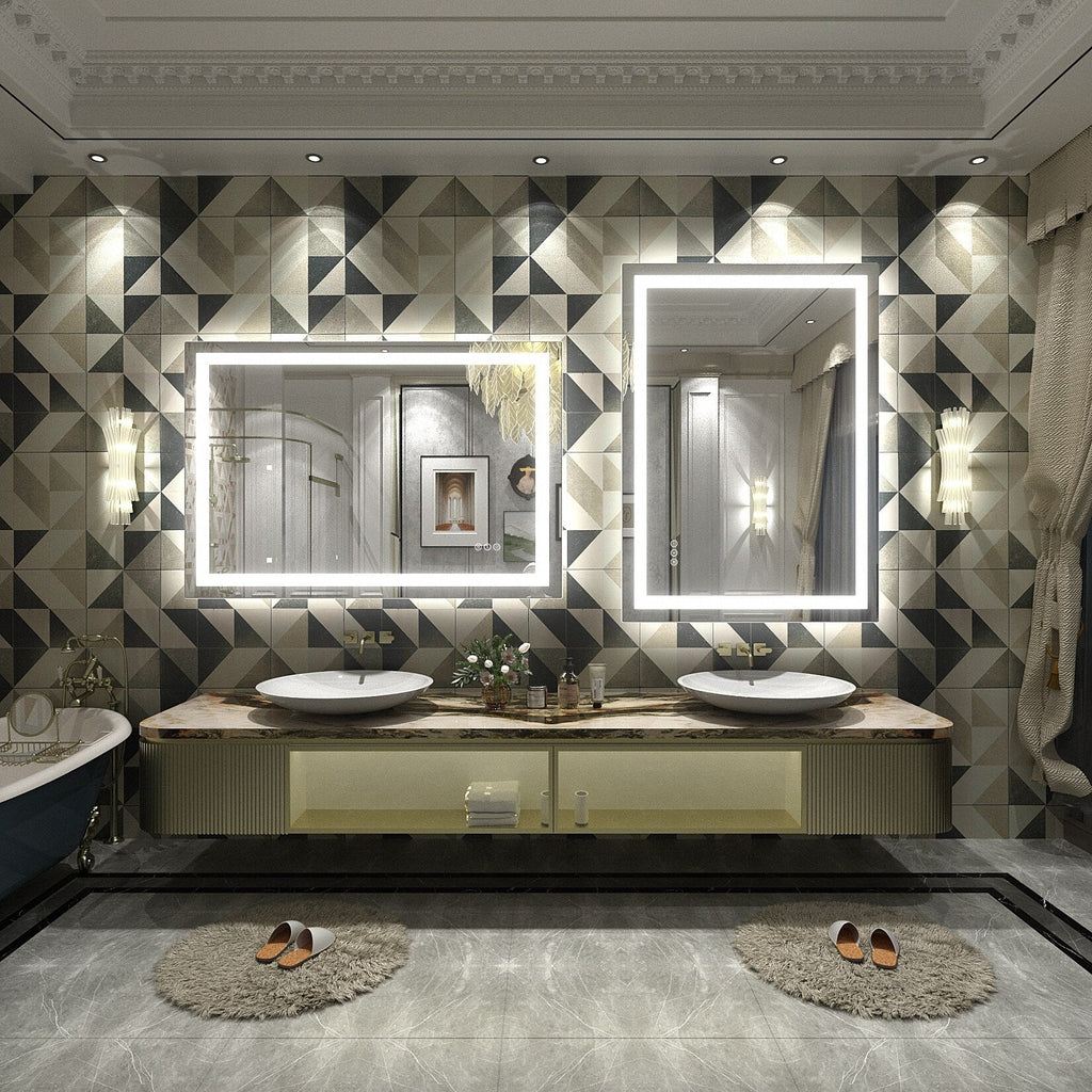 Miroir de salle de bain LED antibuée ultra-lumineux KIOTEE avec rétroéclairage et éclairage frontal Garantie 3 ans
