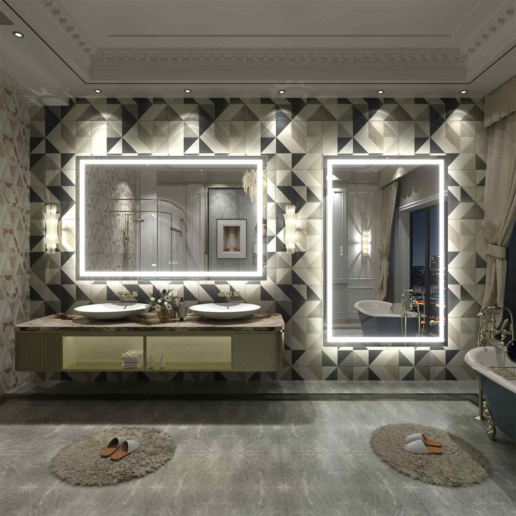 Miroir de salle de bain LED antibuée ultra-lumineux KIOTEE avec rétroéclairage et éclairage frontal Garantie 3 ans
