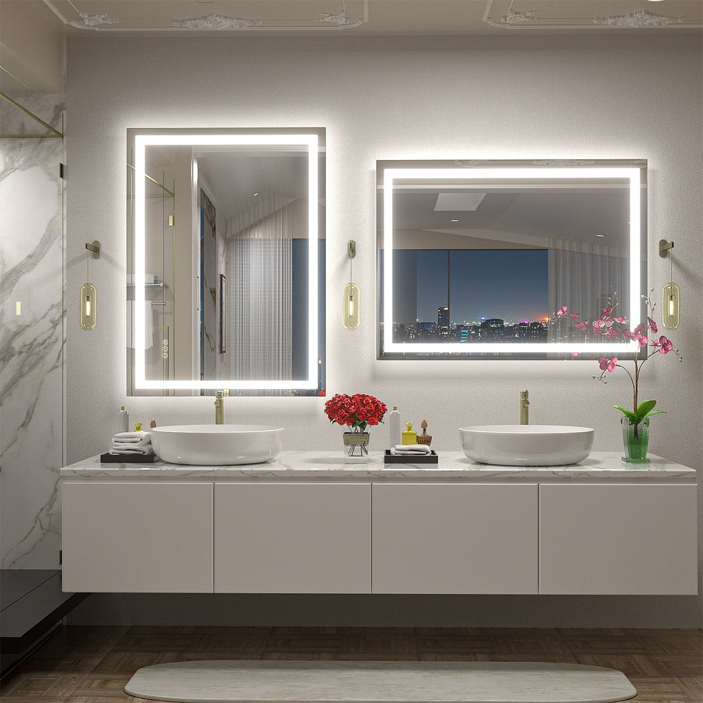 Miroir de salle de bain LED antibuée ultra-lumineux KIOTEE avec rétroéclairage et éclairage frontal Garantie 3 ans