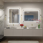 Miroir de salle de bain LED antibuée ultra-lumineux KIOTEE avec rétroéclairage et éclairage frontal Garantie 3 ans