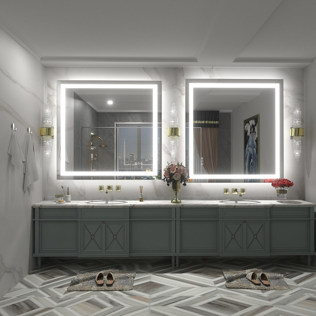 Miroir de salle de bain LED antibuée ultra-lumineux KIOTEE avec rétroéclairage et éclairage frontal Garantie 3 ans