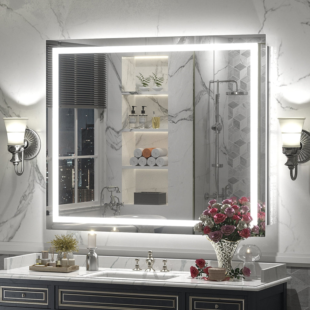 Miroir de salle de bain LED antibuée ultra-lumineux KIOTEE avec rétroéclairage et éclairage frontal Garantie 3 ans