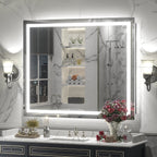 Miroir de salle de bain LED antibuée ultra-lumineux KIOTEE avec rétroéclairage et éclairage frontal Garantie 3 ans
