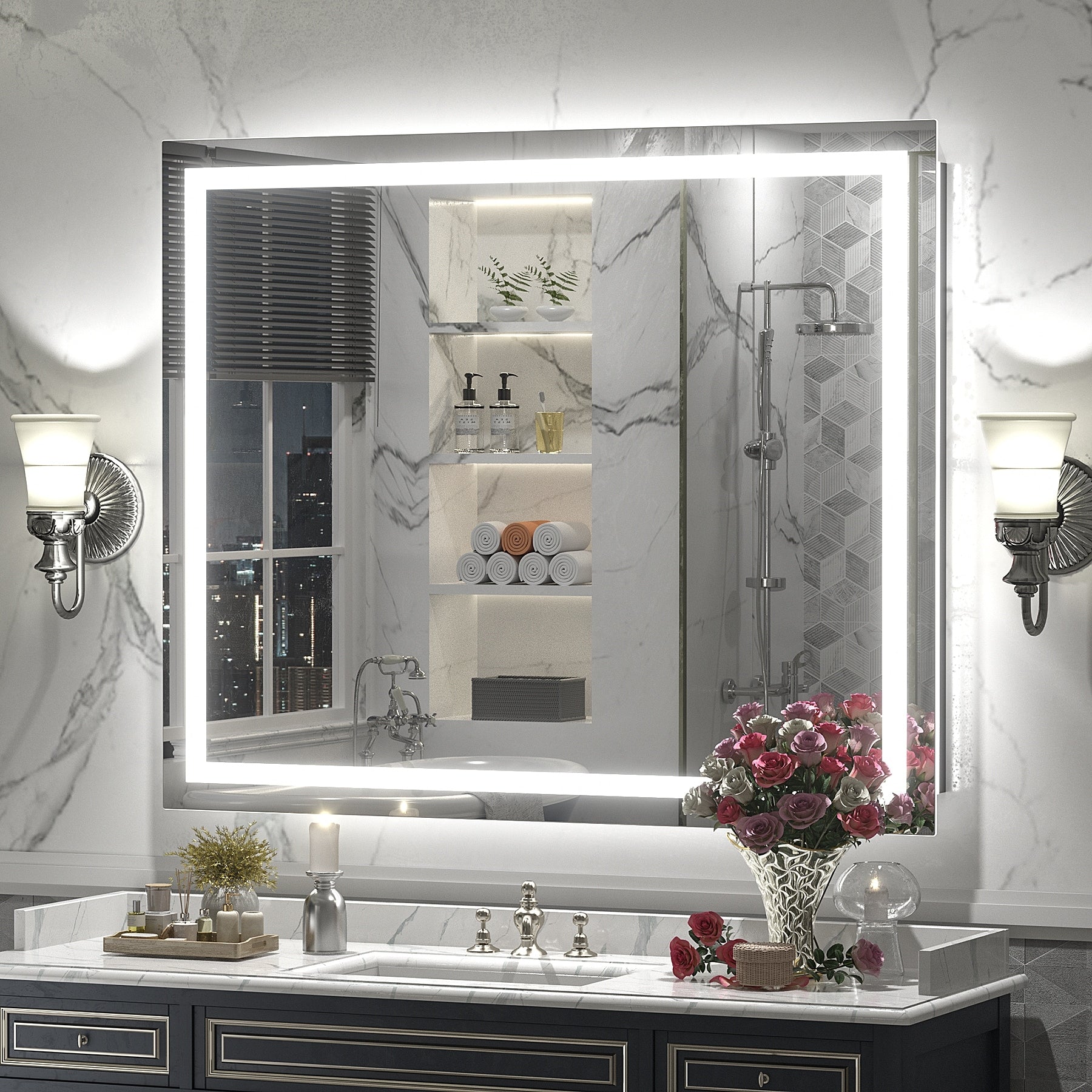 Miroir de salle de bain LED antibuée ultra-lumineux KIOTEE avec rétroéclairage et éclairage frontal Garantie 3 ans