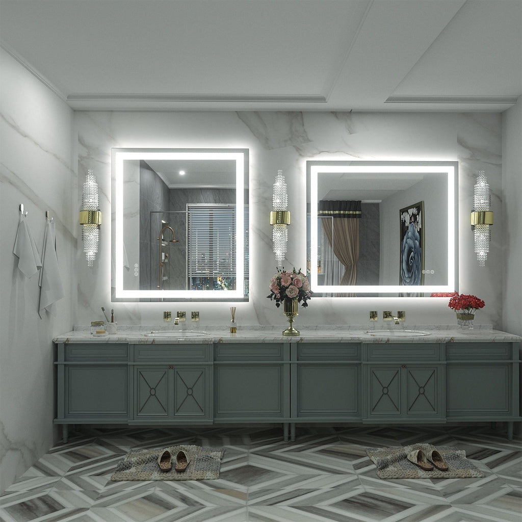Miroir de salle de bain LED antibuée ultra-lumineux KIOTEE avec rétroéclairage et éclairage frontal Garantie 3 ans