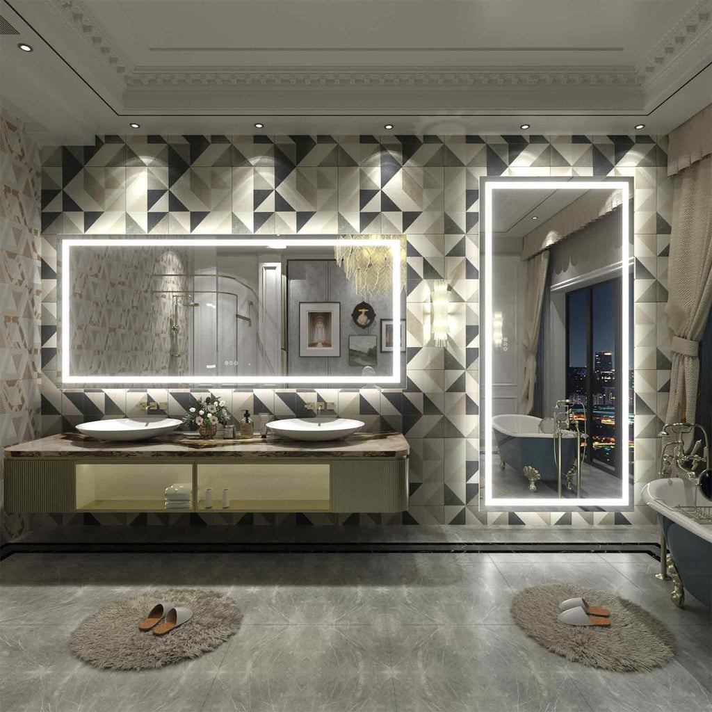 Miroir de salle de bain LED antibuée ultra-lumineux KIOTEE avec rétroéclairage et éclairage frontal Garantie 3 ans