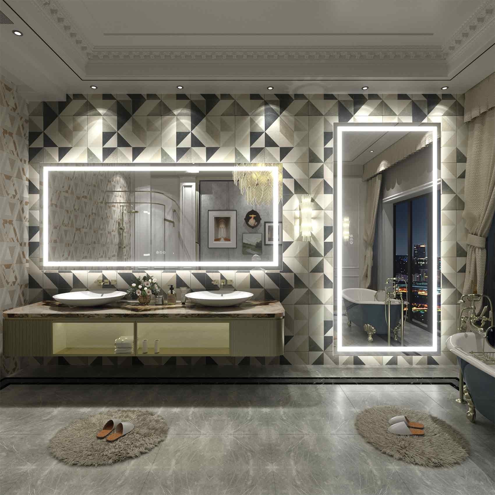Miroir de salle de bain LED antibuée ultra-lumineux KIOTEE avec rétroéclairage et éclairage frontal Garantie 3 ans