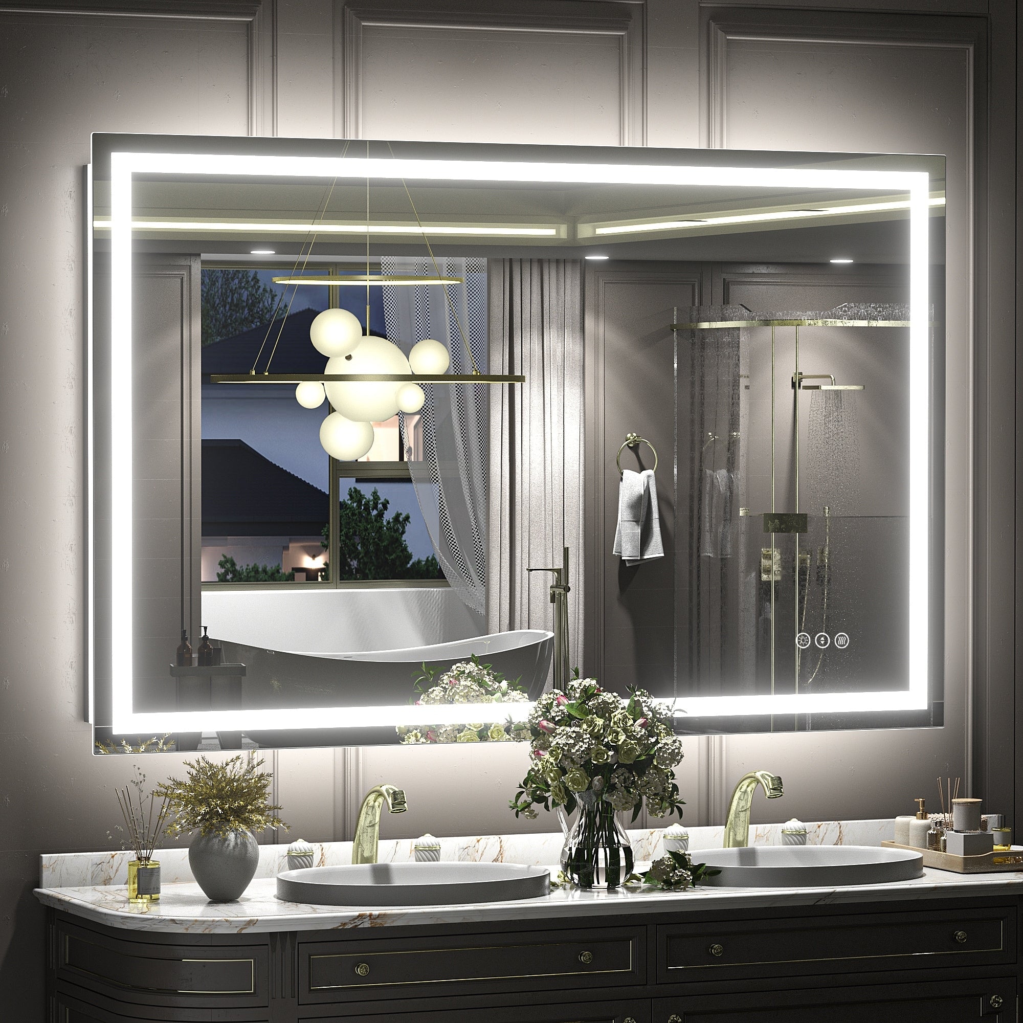 Miroir de salle de bain LED antibuée ultra-lumineux KIOTEE avec rétroéclairage et éclairage frontal Garantie 3 ans
