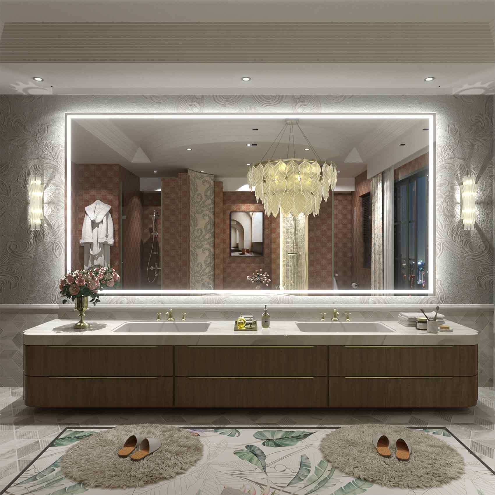 Miroir de salle de bain LED antibuée ultra-lumineux KIOTEE avec rétroéclairage et éclairage frontal Garantie 3 ans