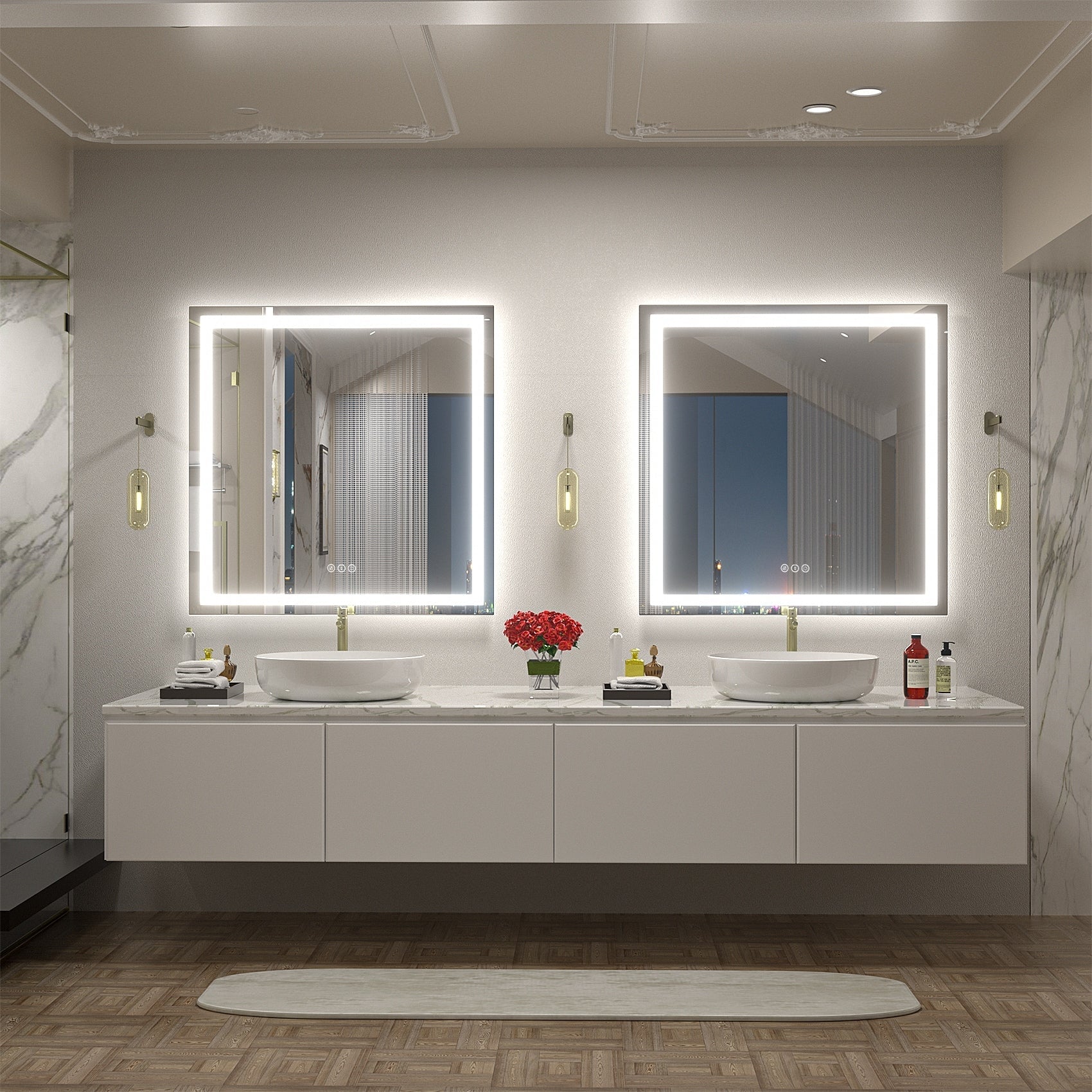 Miroir de salle de bain LED antibuée ultra-lumineux KIOTEE avec rétroéclairage et éclairage frontal Garantie 3 ans