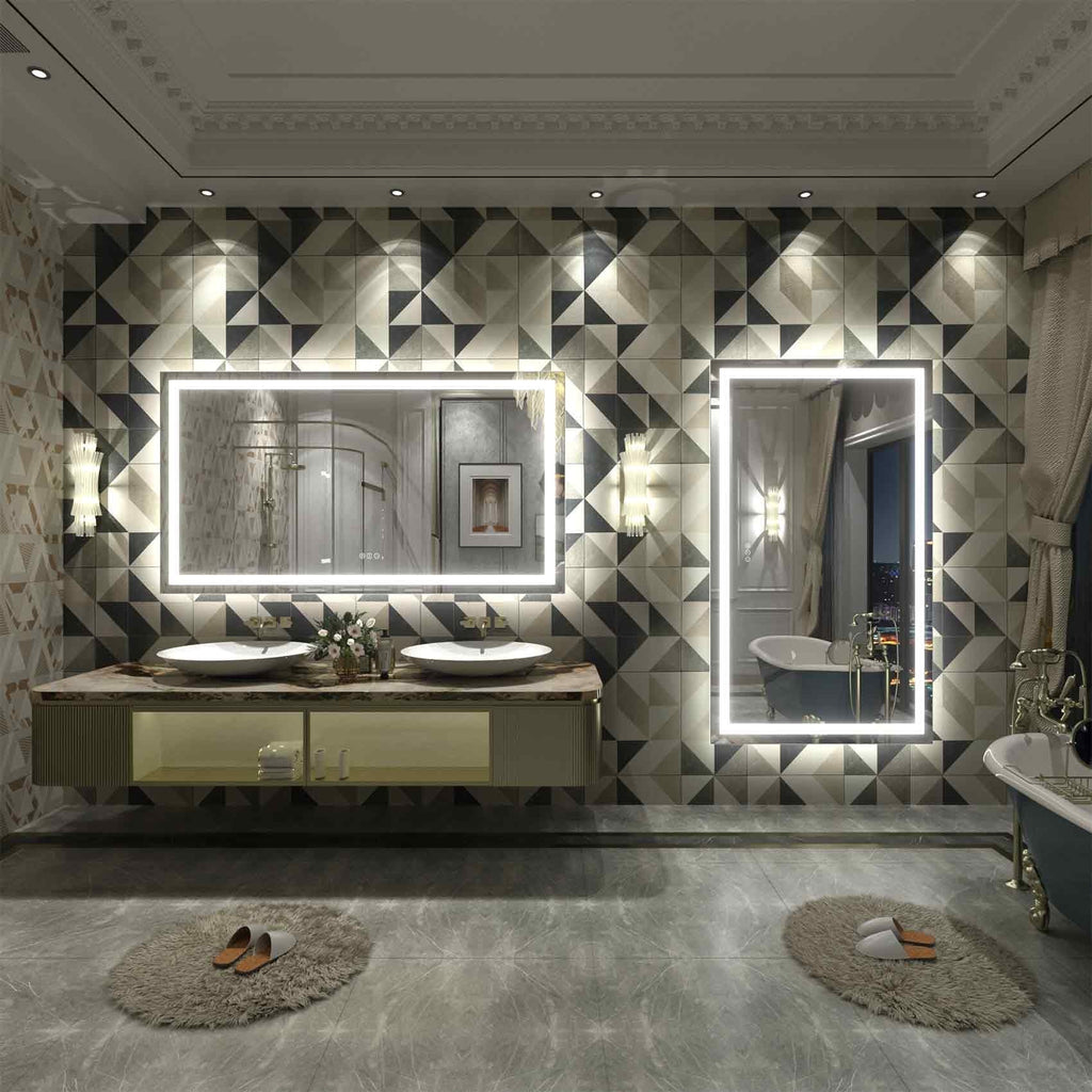 Miroir de salle de bain LED antibuée ultra-lumineux KIOTEE avec rétroéclairage et éclairage frontal Garantie 3 ans