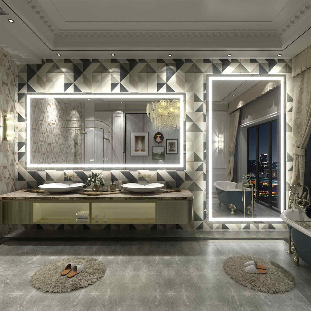 Miroir de salle de bain LED antibuée ultra-lumineux KIOTEE avec rétroéclairage et éclairage frontal Garantie 3 ans