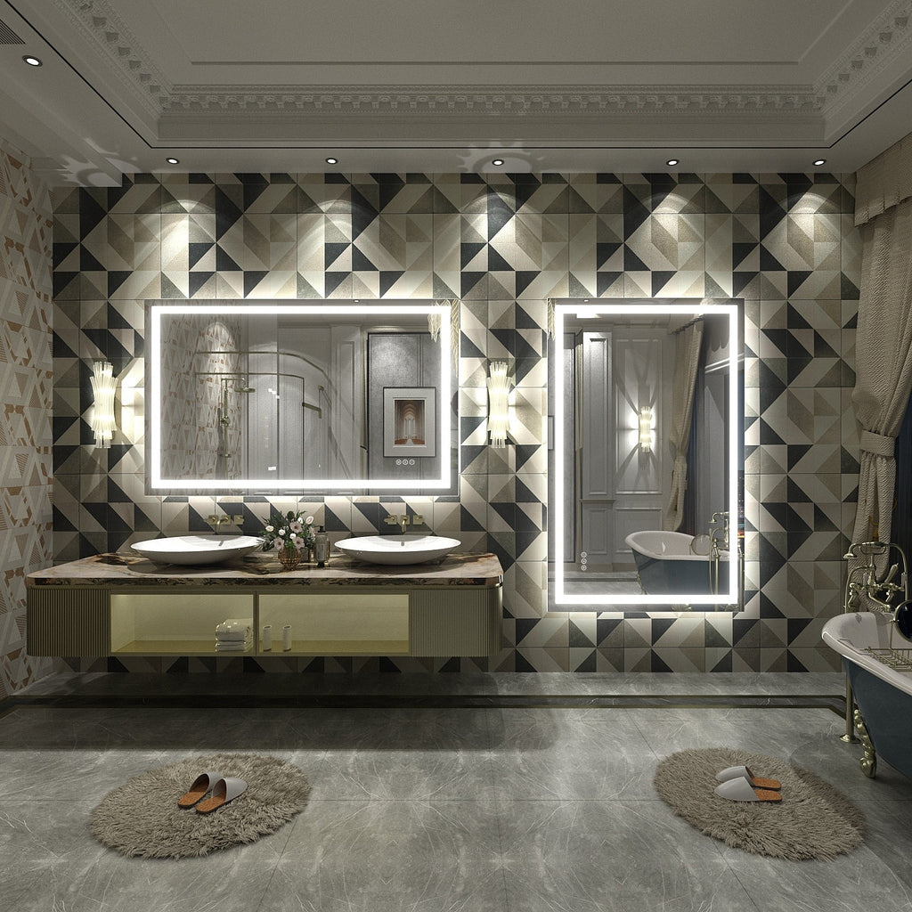 Miroir de salle de bain LED antibuée ultra-lumineux KIOTEE avec rétroéclairage et éclairage frontal Garantie 3 ans