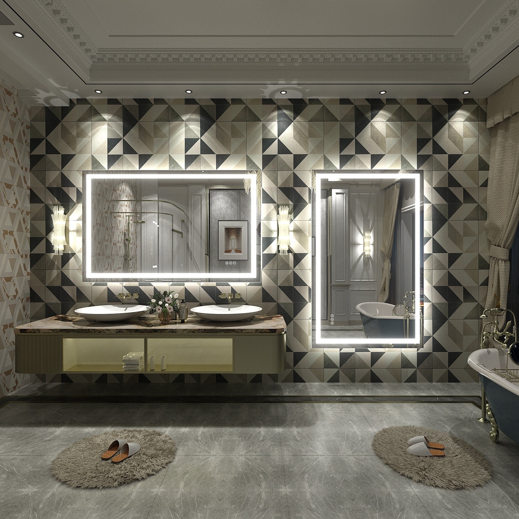 Miroir de salle de bain LED antibuée ultra-lumineux KIOTEE avec rétroéclairage et éclairage frontal Garantie 3 ans