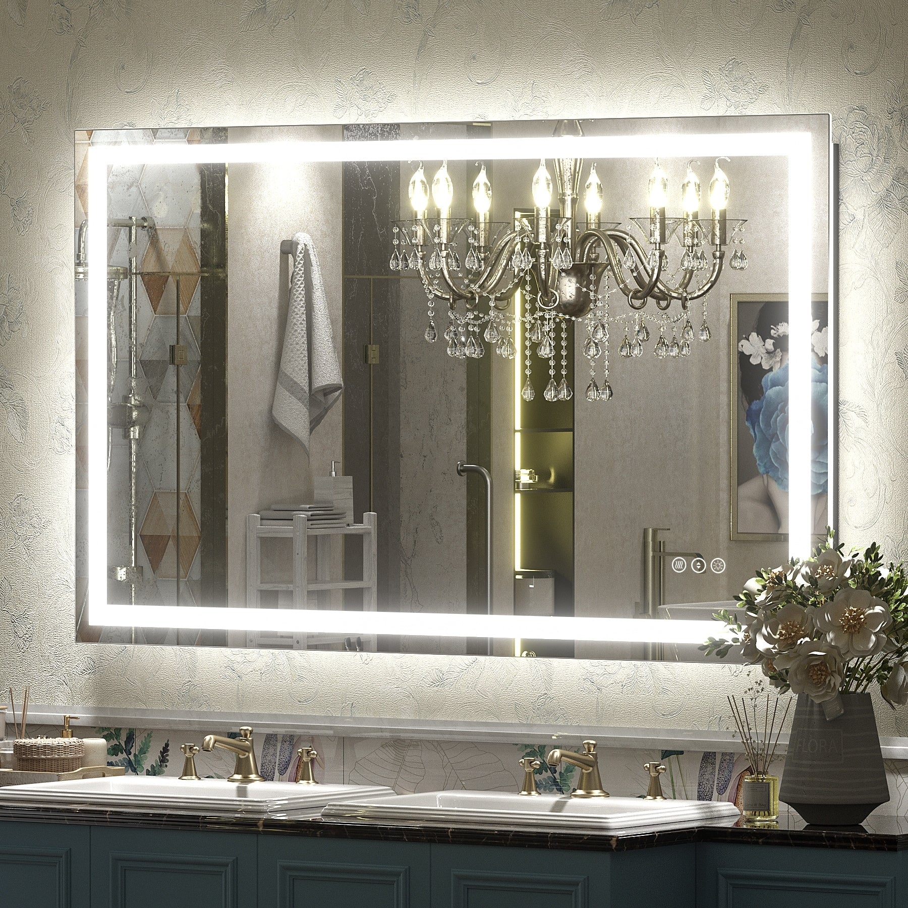 Miroir de salle de bain LED antibuée ultra-lumineux KIOTEE avec rétroéclairage et éclairage frontal Garantie 3 ans