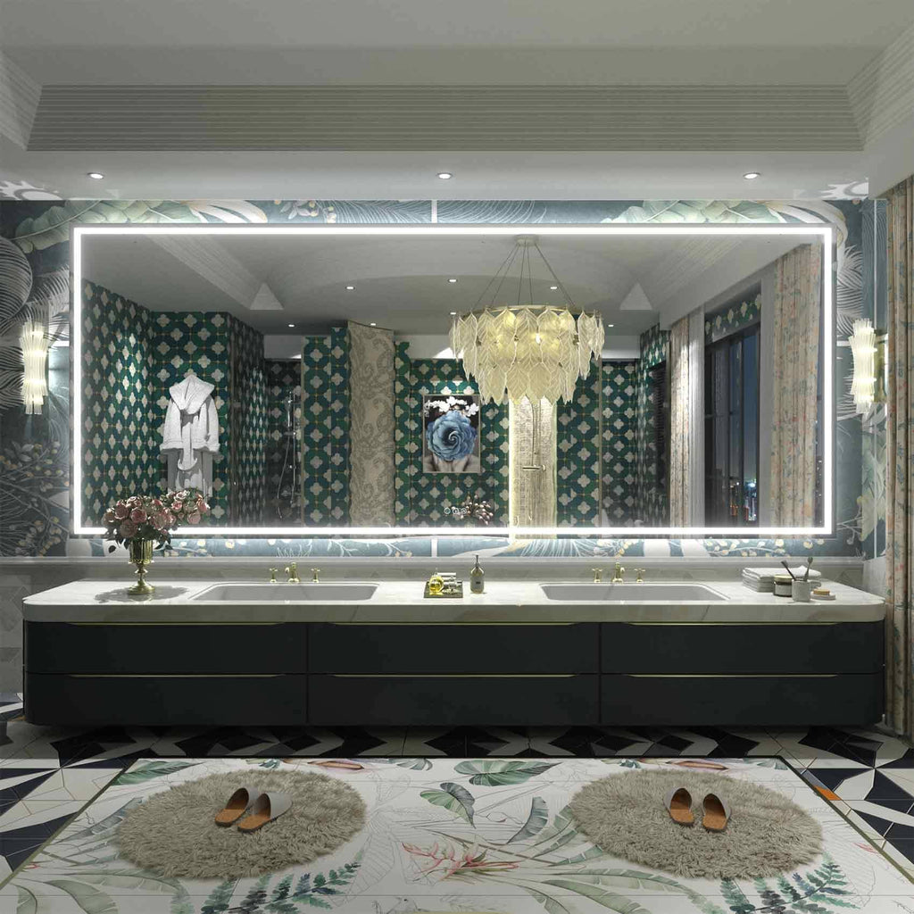 Miroir de salle de bain LED antibuée ultra-lumineux KIOTEE avec rétroéclairage et éclairage frontal Garantie 3 ans