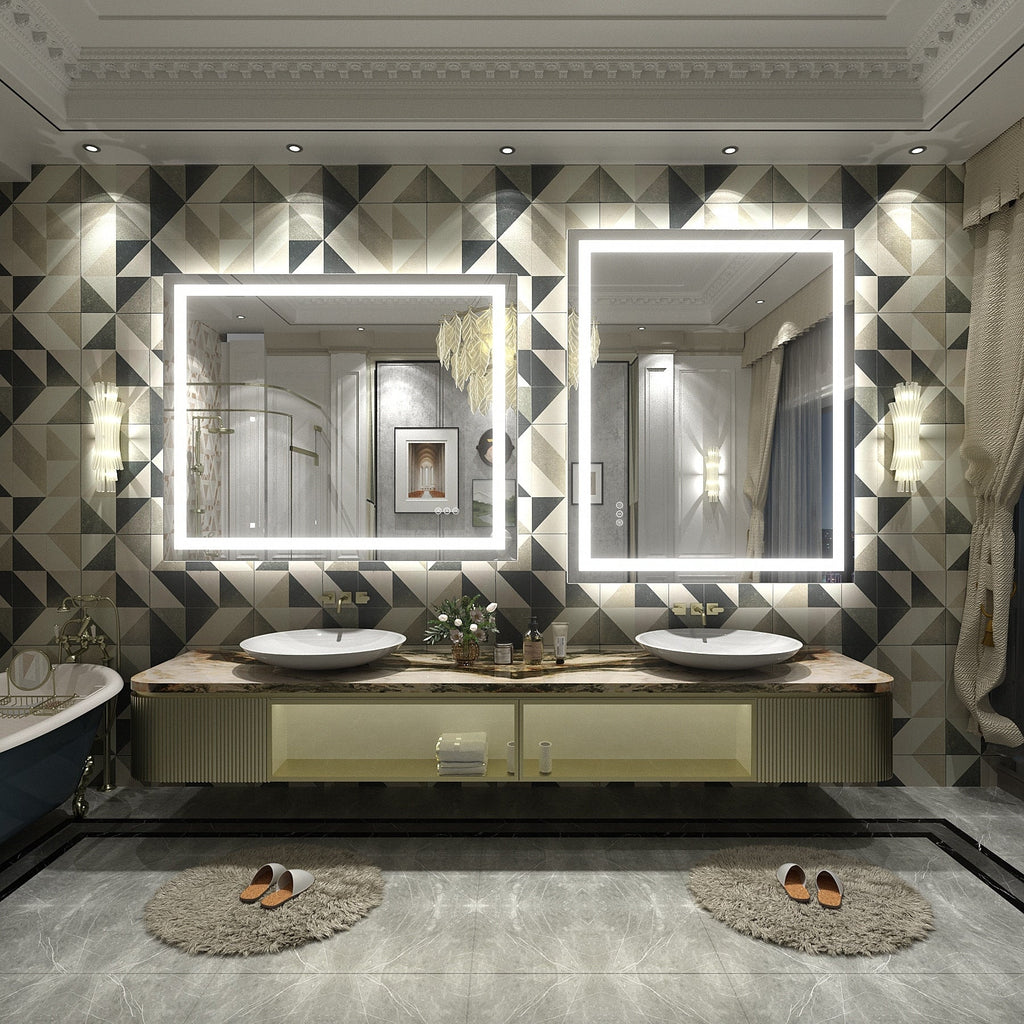 Miroir de salle de bain LED antibuée ultra-lumineux KIOTEE avec rétroéclairage et éclairage frontal Garantie 3 ans