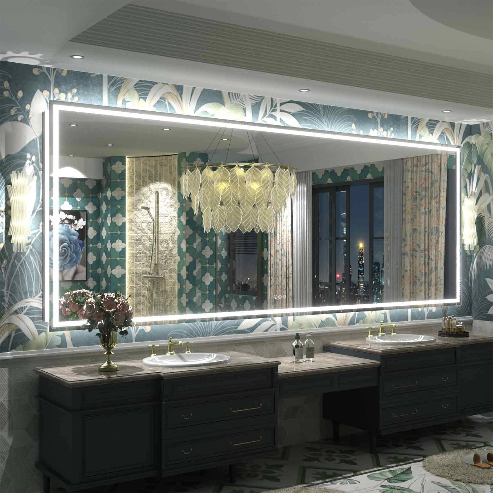 Miroir de salle de bain LED antibuée ultra-lumineux KIOTEE avec rétroéclairage et éclairage frontal Garantie 3 ans