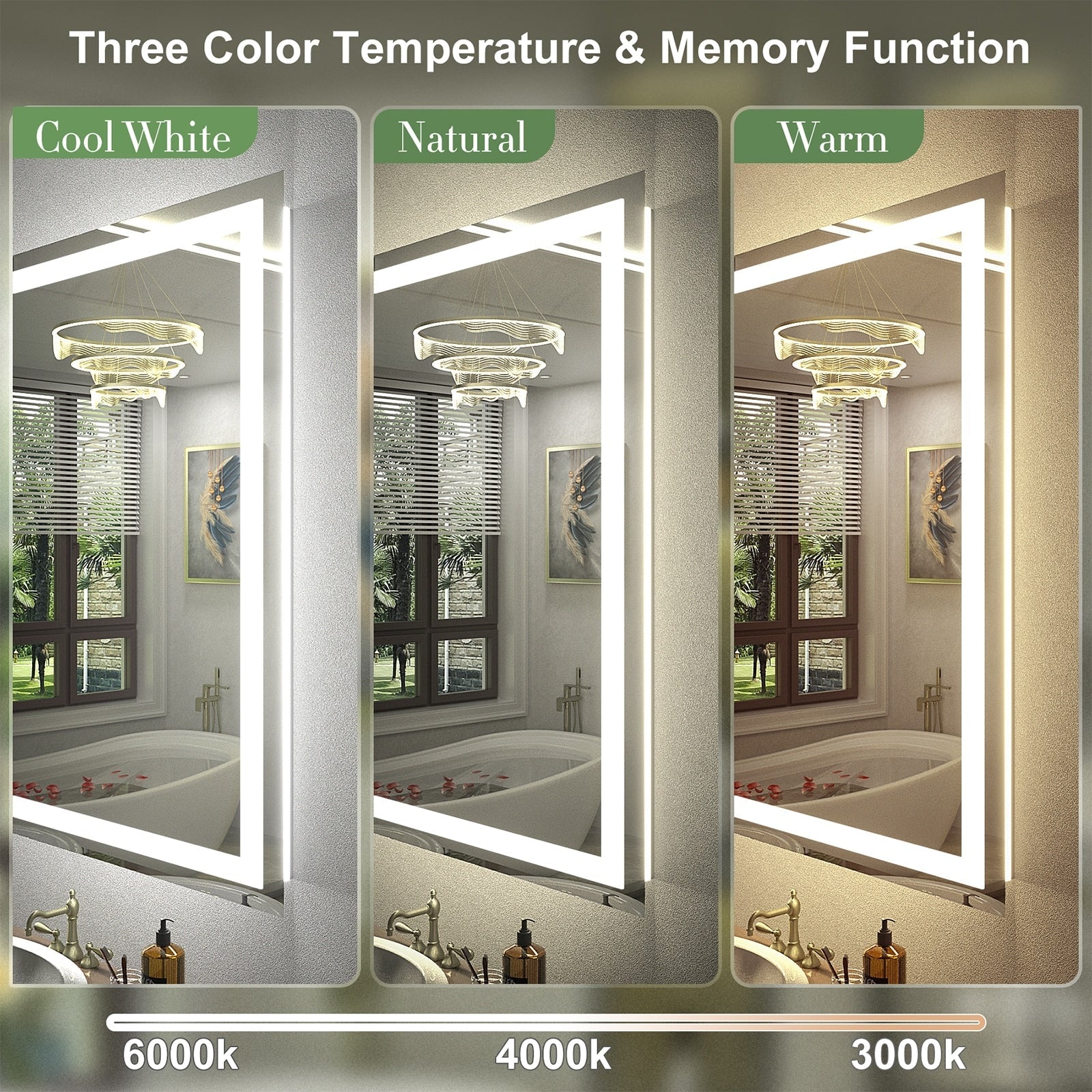 Miroir de salle de bain LED antibuée ultra-lumineux KIOTEE avec rétroéclairage et éclairage frontal Garantie 3 ans