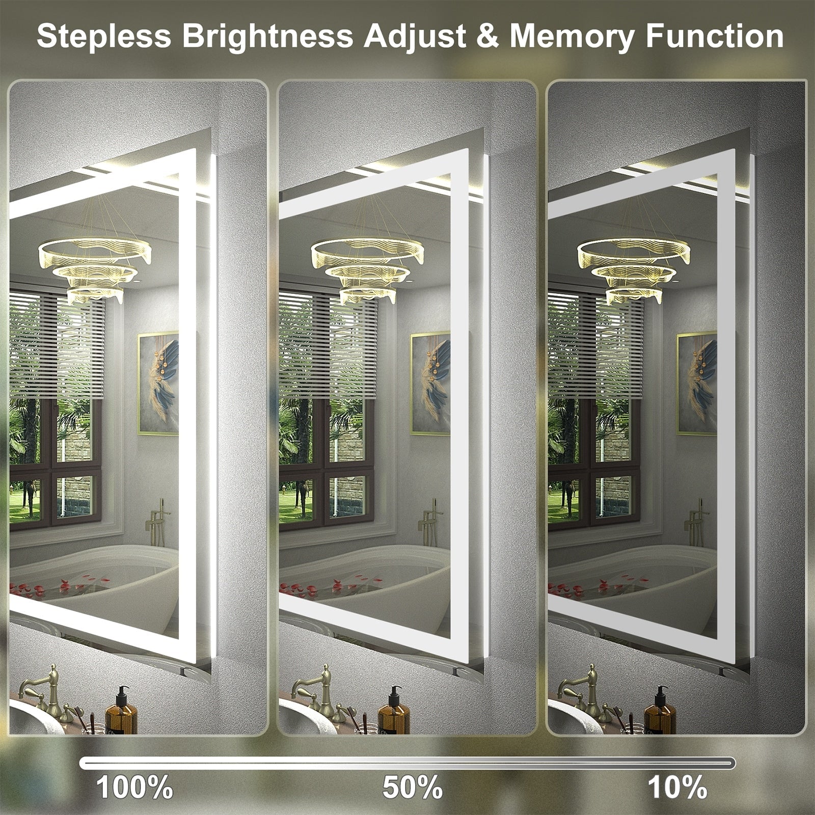 Miroir de salle de bain LED antibuée ultra-lumineux KIOTEE avec rétroéclairage et éclairage frontal Garantie 3 ans