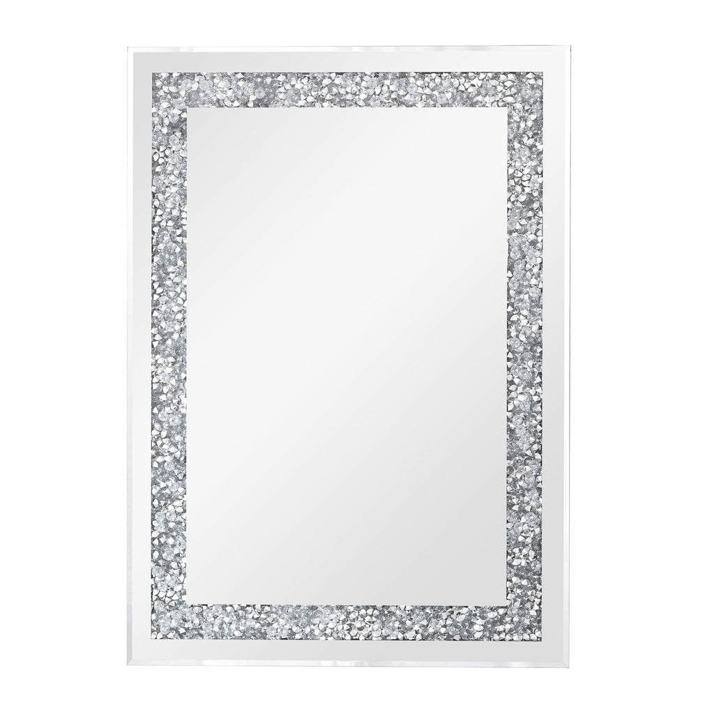 Miroir mural décoratif rectangulaire en cristal argenté KOHROS