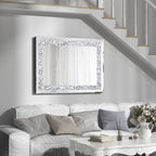 Miroir mural décoratif rectangulaire en cristal argenté KOHROS