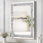 Miroir mural décoratif rectangulaire en cristal argenté KOHROS