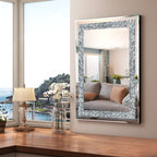 Miroir mural décoratif rectangulaire en cristal argenté KOHROS