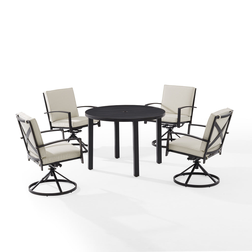 Ensemble de salle à manger rond en métal Crosley Kaplan 5 pièces : table et 4 chaises pivotantes