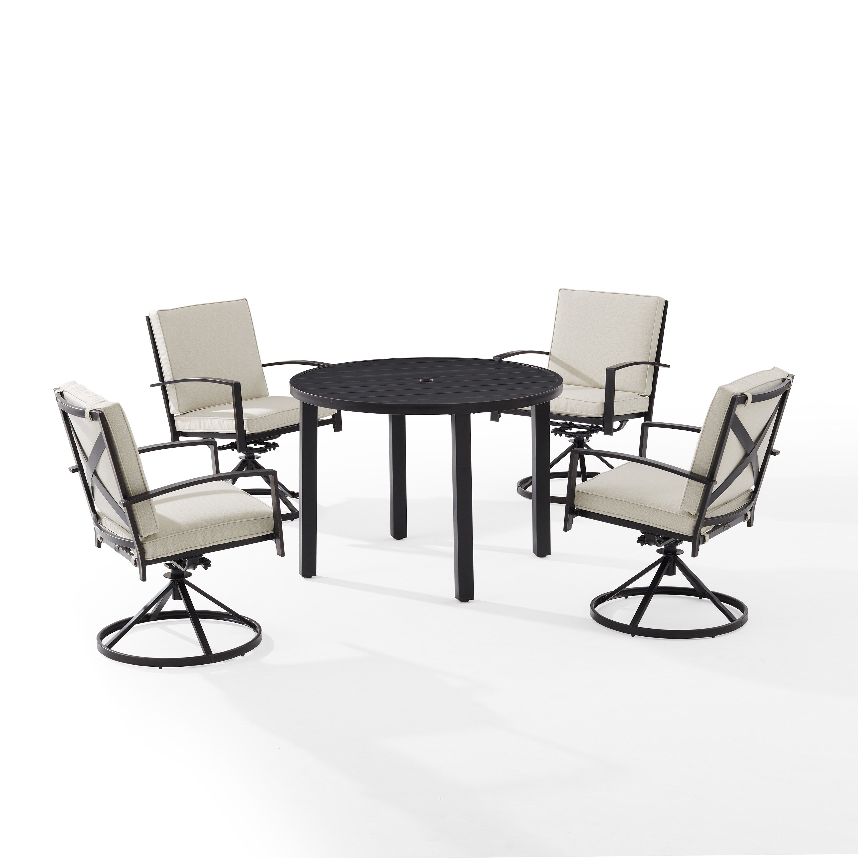 Ensemble de salle à manger rond en métal Crosley Kaplan 5 pièces : table et 4 chaises pivotantes