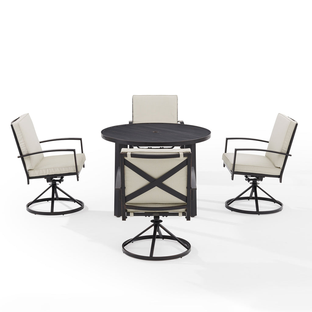 Ensemble de salle à manger rond en métal Crosley Kaplan 5 pièces : table et 4 chaises pivotantes