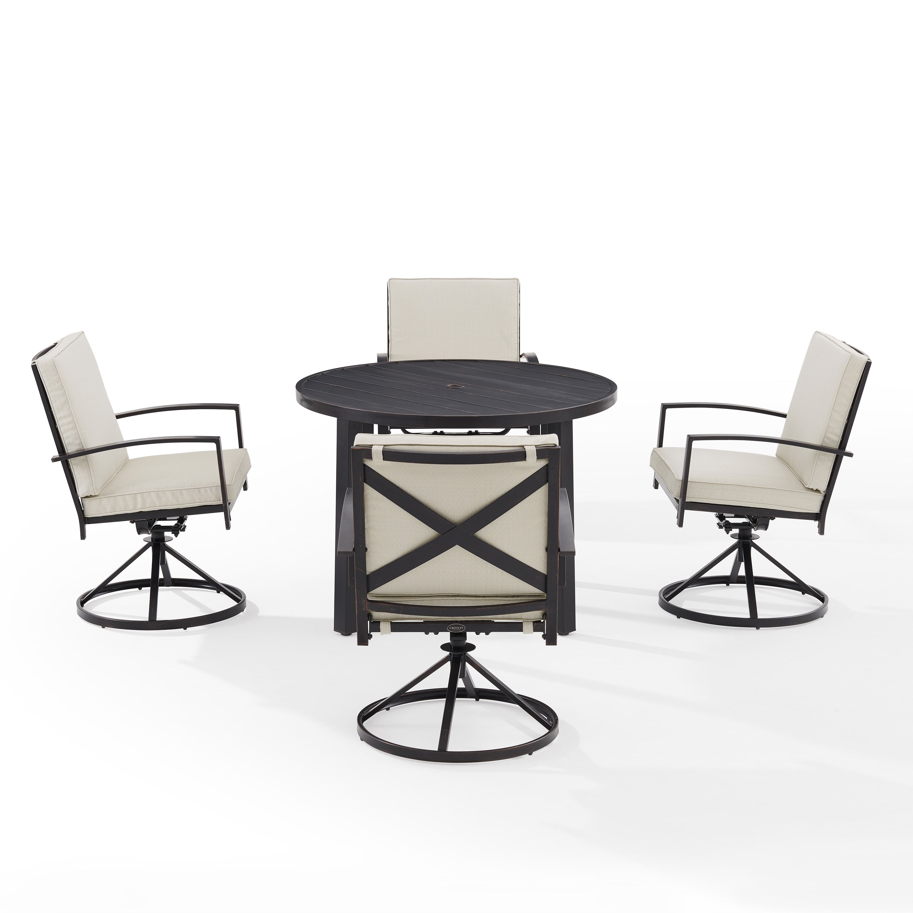 Ensemble de salle à manger rond en métal Crosley Kaplan 5 pièces : table et 4 chaises pivotantes