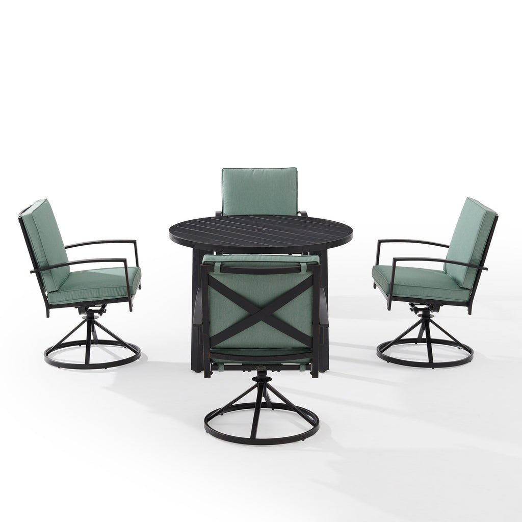 Ensemble de salle à manger rond en métal Crosley Kaplan 5 pièces : table et 4 chaises pivotantes