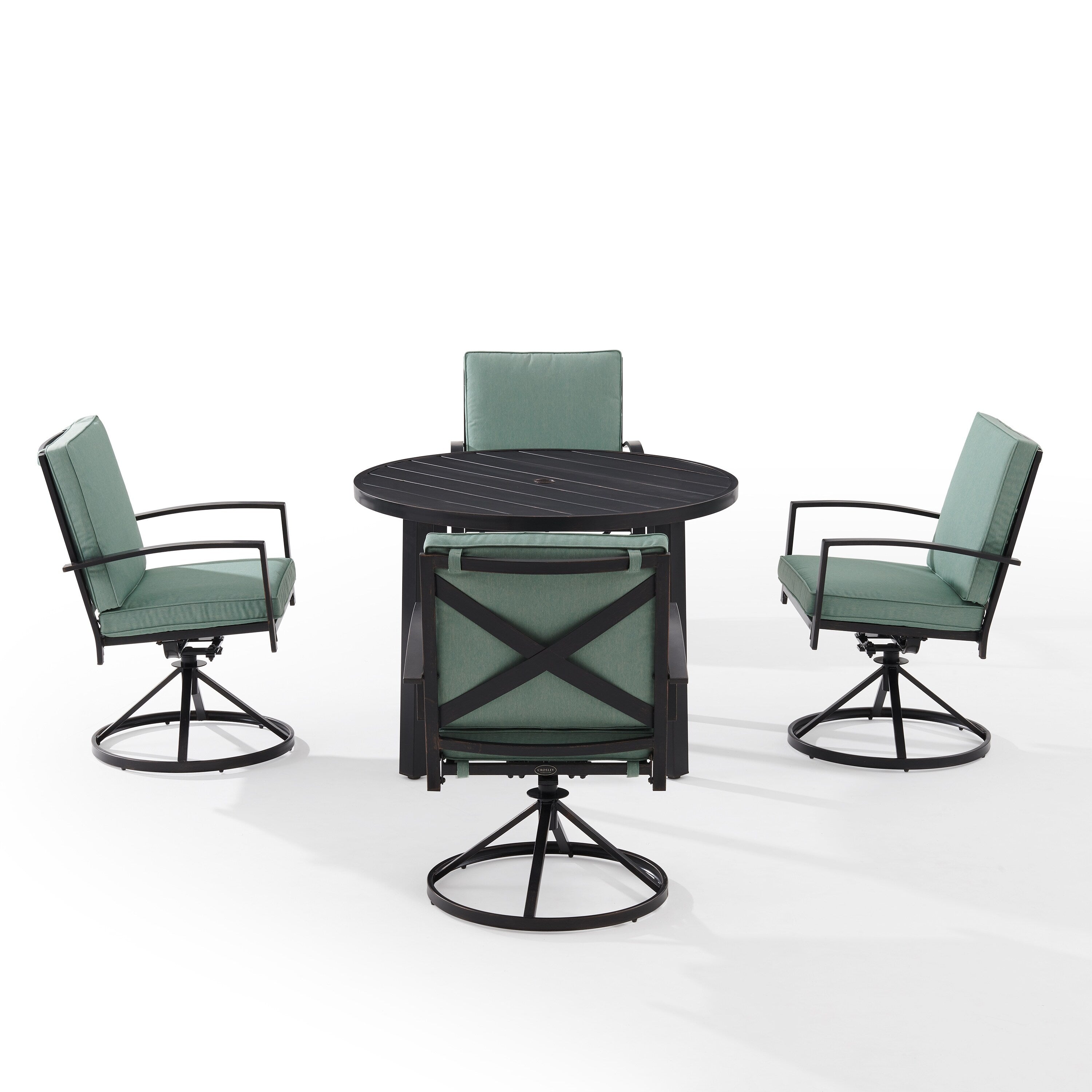 Ensemble de salle à manger rond en métal Crosley Kaplan 5 pièces : table et 4 chaises pivotantes
