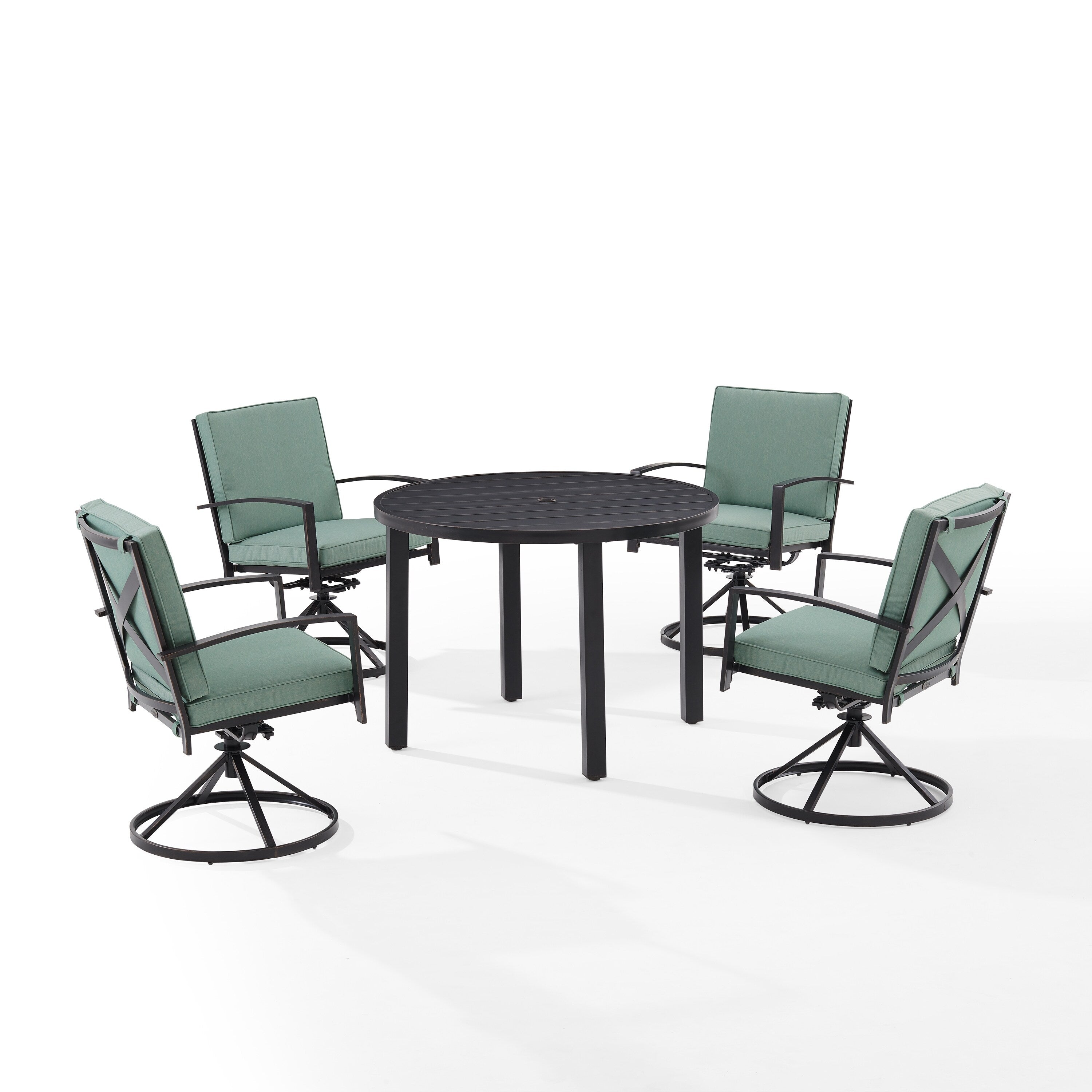 Ensemble de salle à manger rond en métal Crosley Kaplan 5 pièces : table et 4 chaises pivotantes