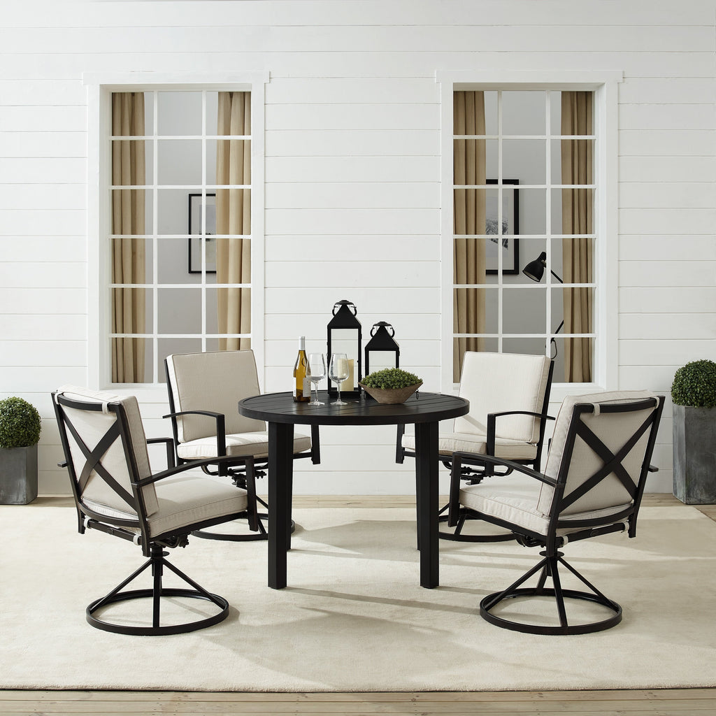 Ensemble de salle à manger rond en métal Crosley Kaplan 5 pièces : table et 4 chaises pivotantes