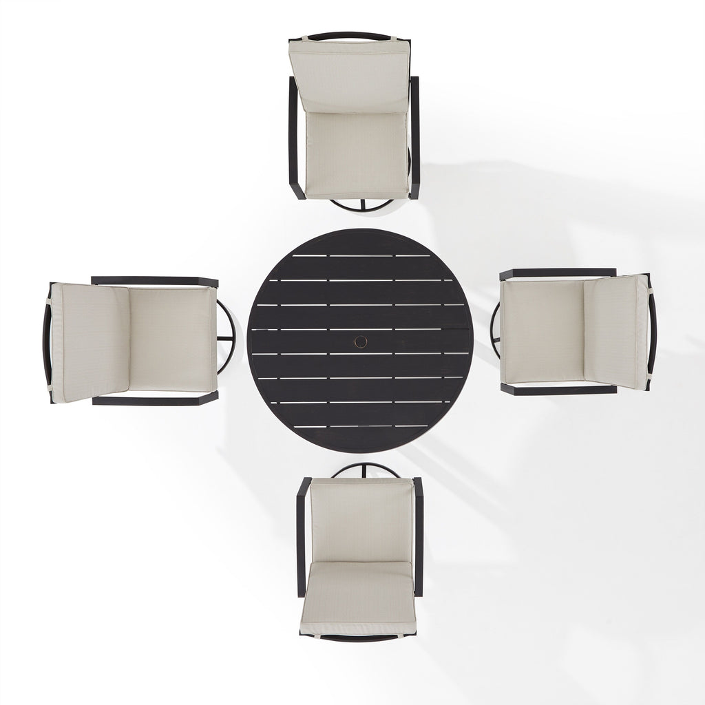 Ensemble de salle à manger rond en métal Crosley Kaplan 5 pièces : table et 4 chaises pivotantes