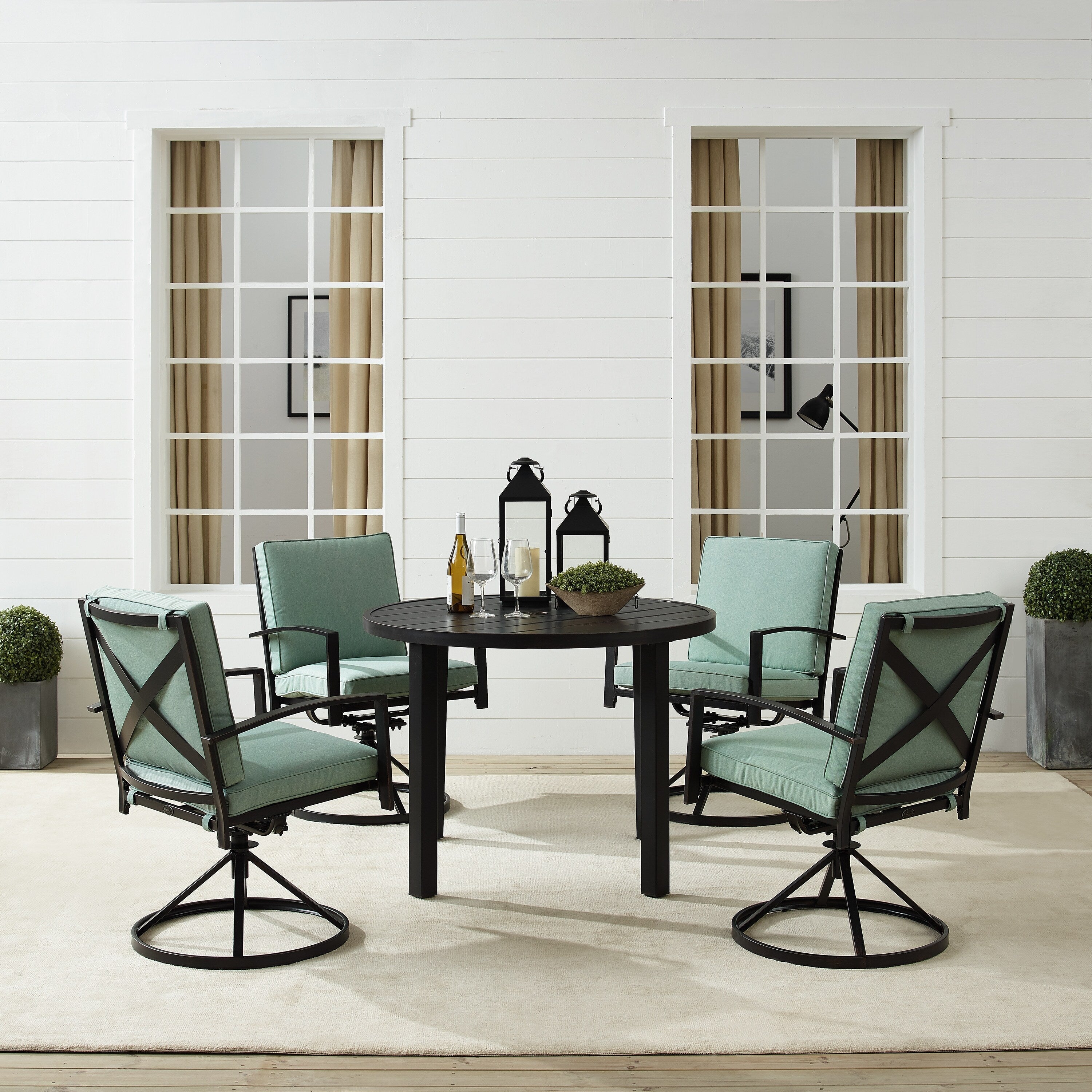 Ensemble de salle à manger rond en métal Crosley Kaplan 5 pièces : table et 4 chaises pivotantes