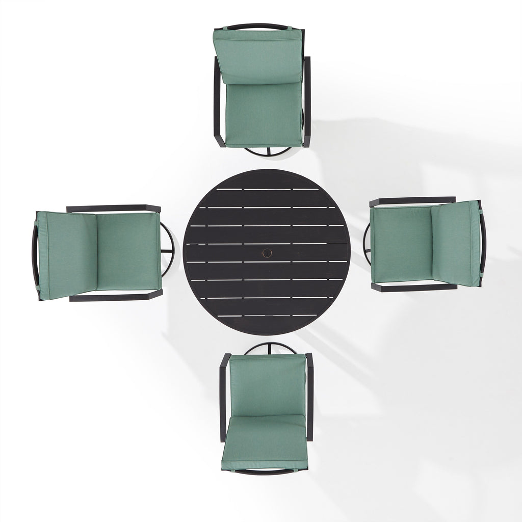 Ensemble de salle à manger rond en métal Crosley Kaplan 5 pièces : table et 4 chaises pivotantes
