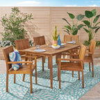 Ensemble de salle à manger d'extérieur Karen 7 pièces en acacia par Christopher Knight Home