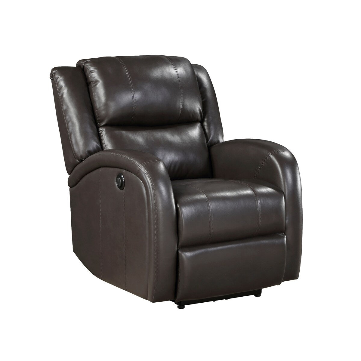 Fauteuil d'appoint inclinable électrique Karena de 96 cm, similicuir marron, bois massif