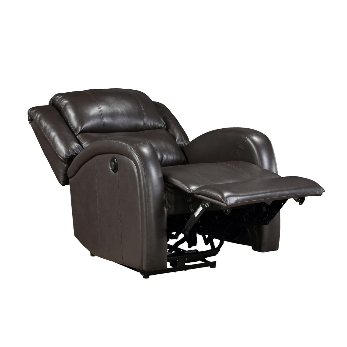 Fauteuil d'appoint inclinable électrique Karena de 96 cm, similicuir marron, bois massif